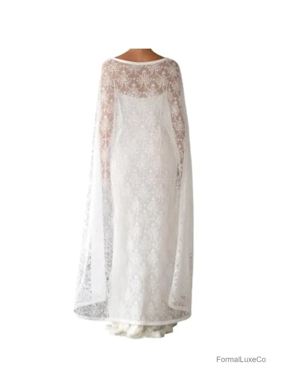 Elegant Floral Lace Cape Shawl Sheer Wrap Wedding Bridal Cover Up